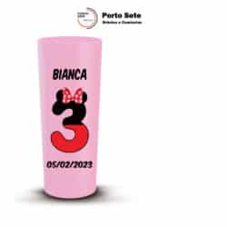 copo long drink personalizado id376 rosa bb com estampa de tema infantil impresso em um dos lados do copo